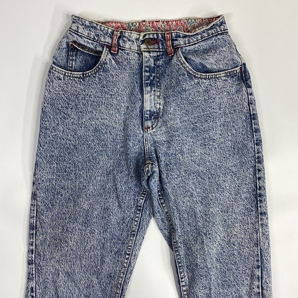 Vintage LEE Acid Wash Mom Tapered Snap Ankle Jeans Size 11 MED 26x28 80s - Picture 2 of 15